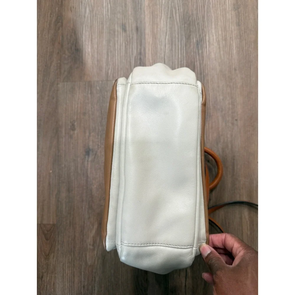 Marc by Marc Jacobs Tri-Color Leather Satchel Crossbody Bag Tan Cream Gold